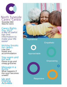 Image of front cover oof the Adult Carers November 2022 Newsletter